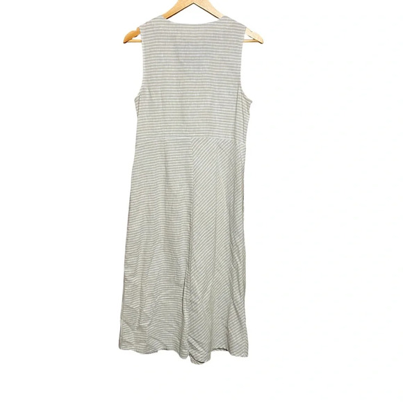 SOFT SURROUNDINGS Chasia Dress Button Up Striped Midi Dress Cotton Hemp‎ Small - Picture 2 of 9